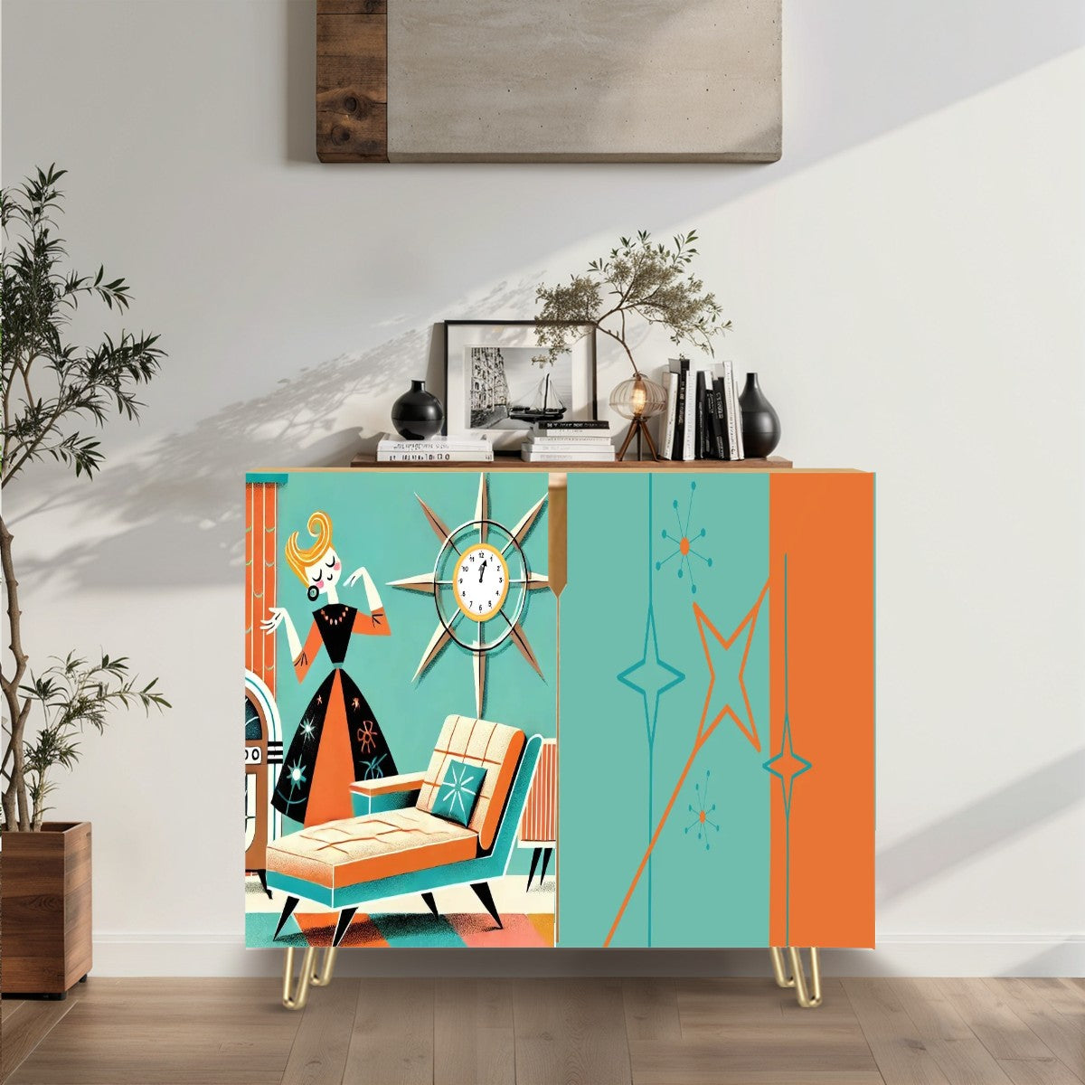 Mid Mod Retro Gal, Dance Like No One is Watching Kitschy Mod Sideboard Credenza Storage Cabinet - Mid Century Modern Gal