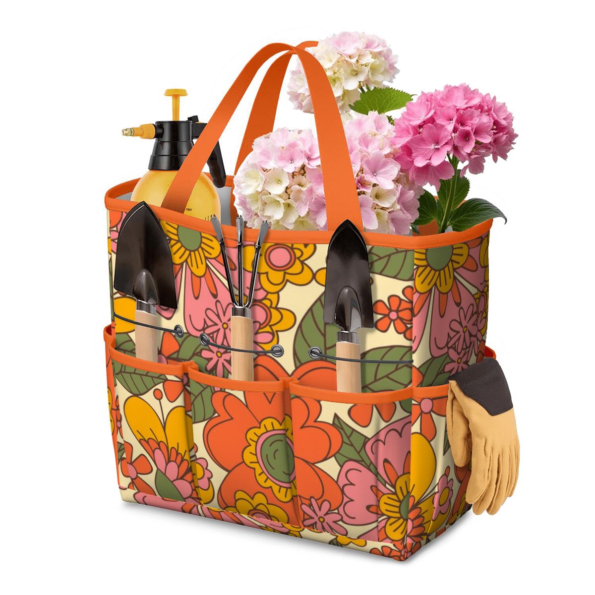 70s Retro Revival Flower Power Groovy Floral Mid Mod Garden Tool Bag - Mid Century Modern Gal