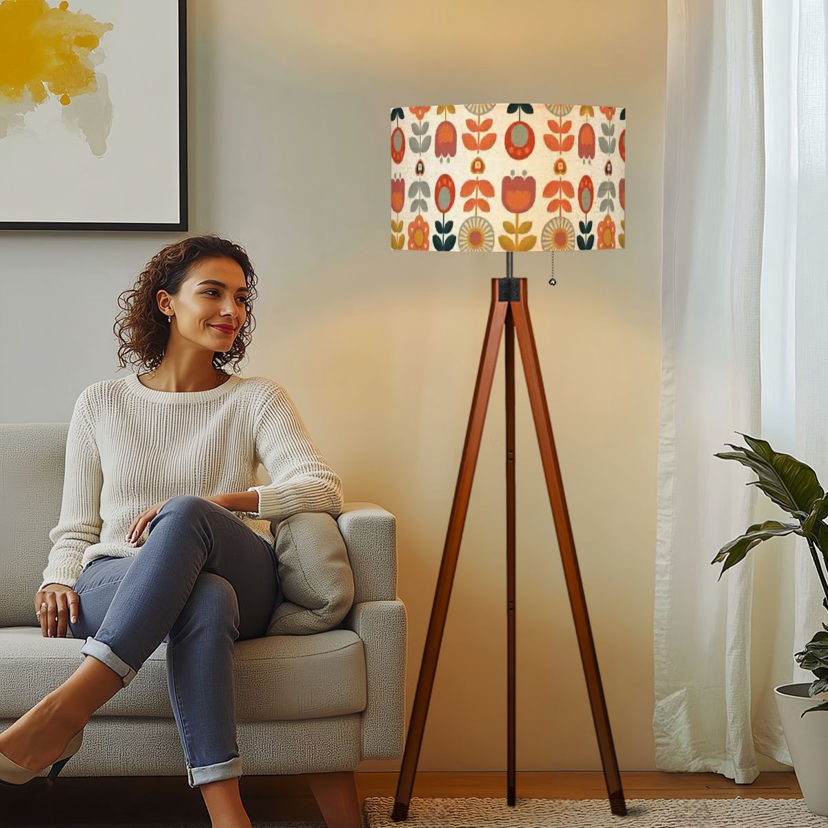 Mid Century Modern Scandinavian Retro Flower Modern Danish Tripod Floor Lamp - Mid Century Modern Gal