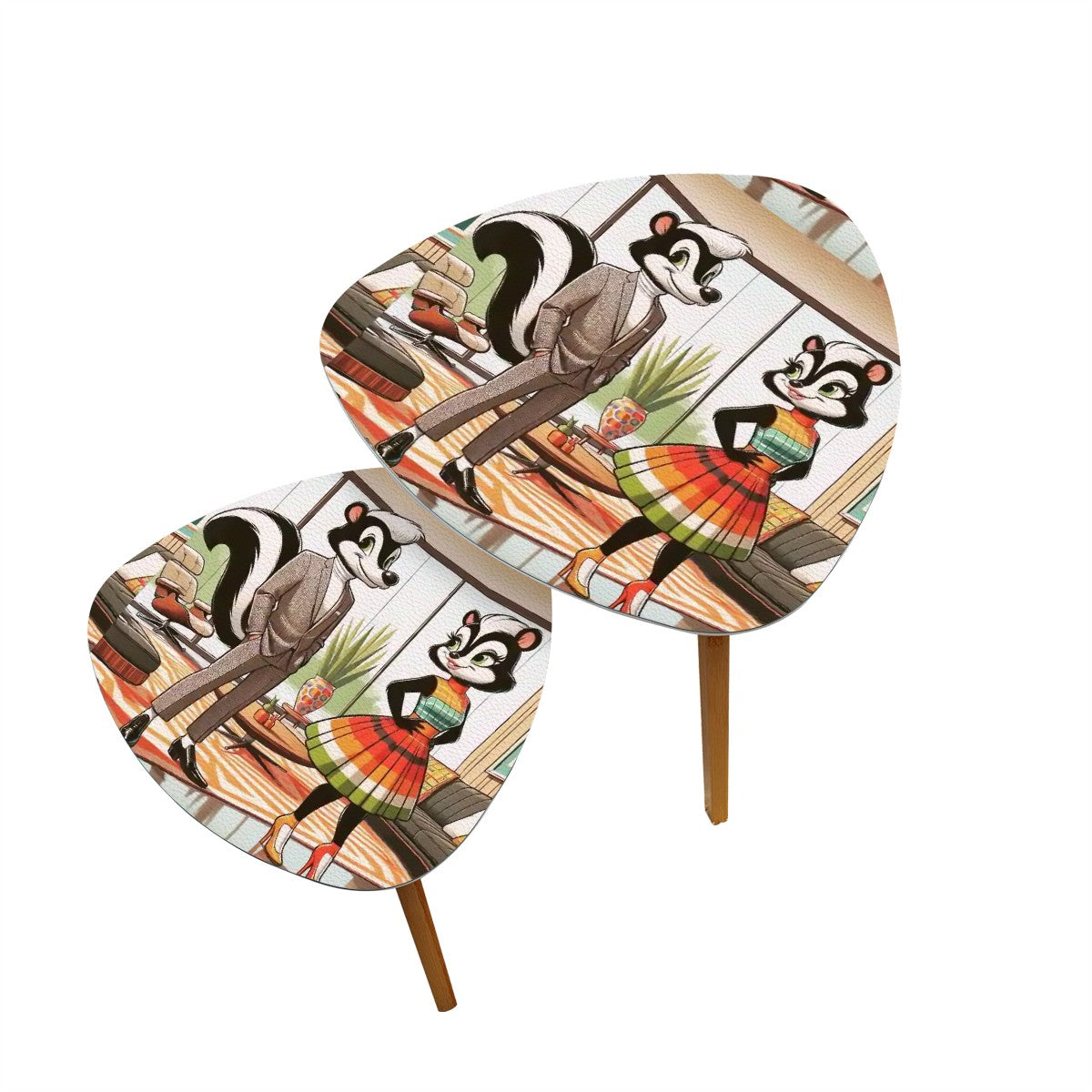 Mr. And Mrs. Kitschy Mid Century Modern Skunk Mod Fun Nesting Tables - Mid Century Modern Gal