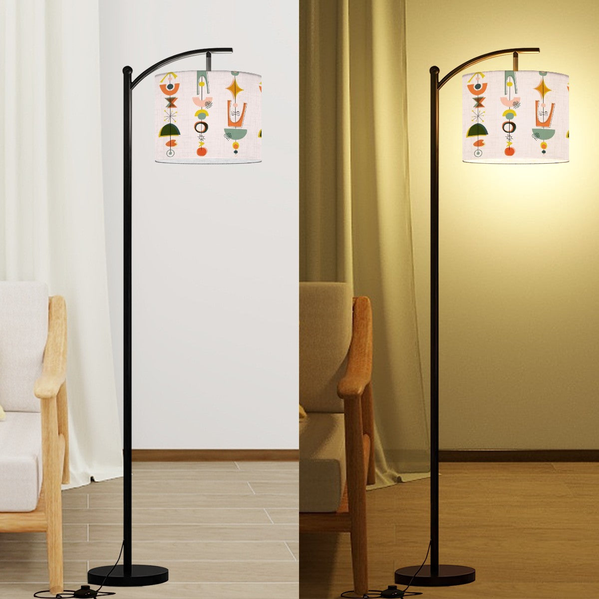 Mid Century Modern Arc Floor Lamp, Minimalist Design Mod Retro Lighting - Mid Century Modern Gal