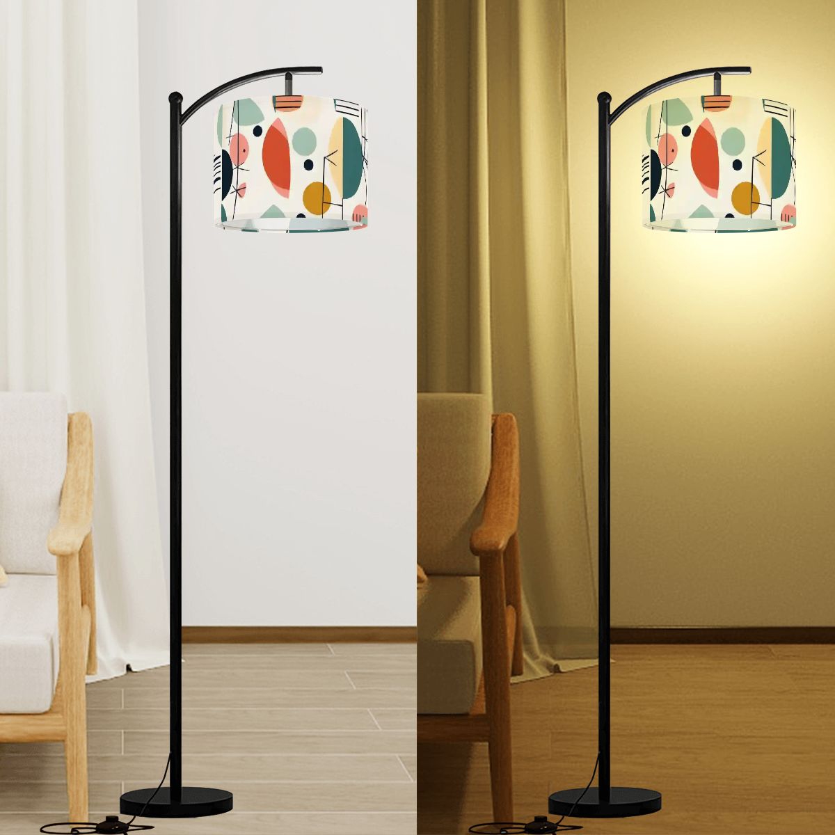 Mid Century Modern Abstract Geometric Mod Design Lamp SHADE ONLY - For Arc Floor Lamps Only - Mid Century Modern Gal