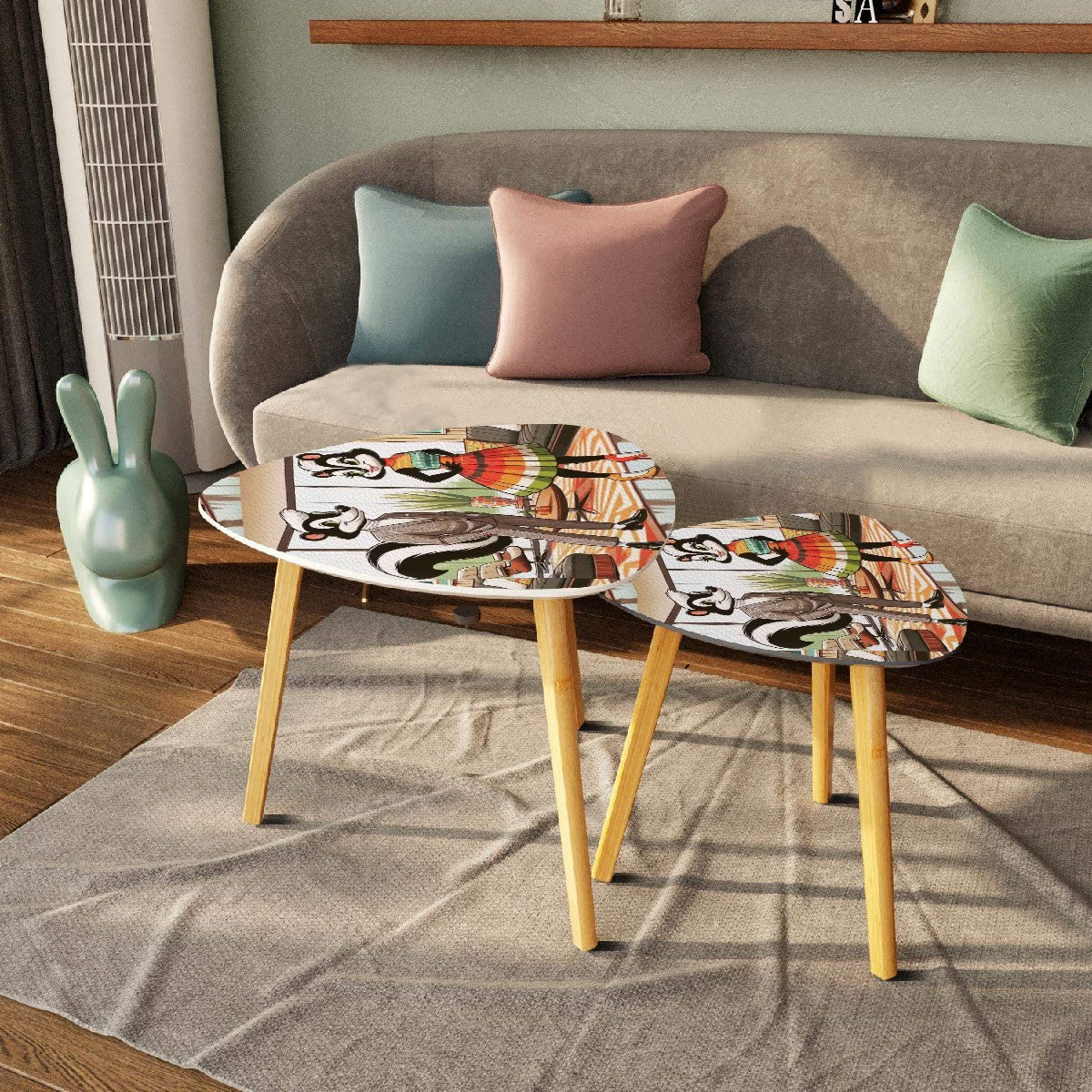Mr. And Mrs. Kitschy Mid Century Modern Skunk Mod Fun Nesting Tables - Mid Century Modern Gal