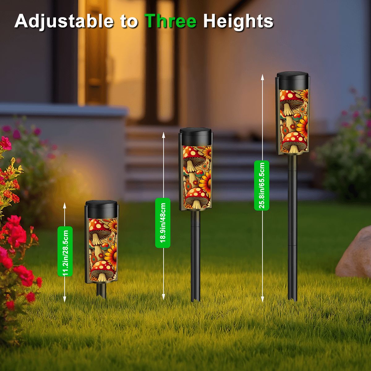 70s Retro Groovy Mushroom Sunflower Garden MCM Outdoor Solar Lights - Mid Century Modern Gal