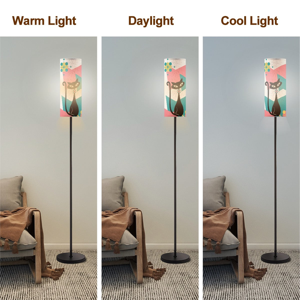 Atomic Kitschy Cat, Mid Century Modern Pink Teal Retro Floor Lamp - Mid Century Modern Gal