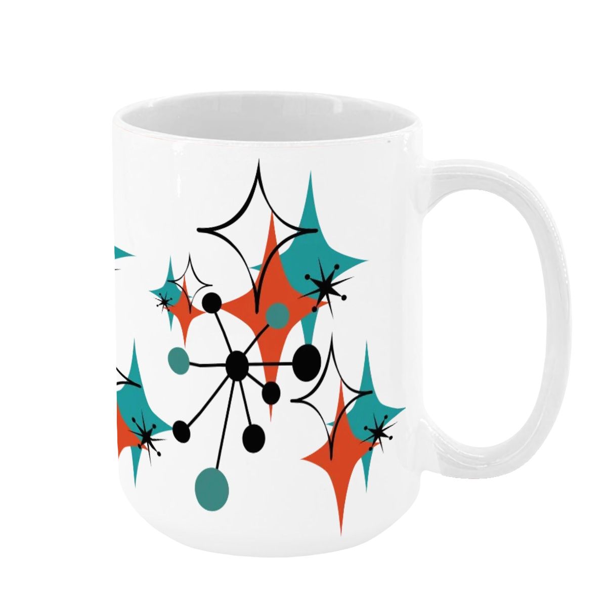 Mid Century Modern Atomic Starburst Sputnik Designed Large Colorful Mug (15oz) - Mid Century Modern Gal