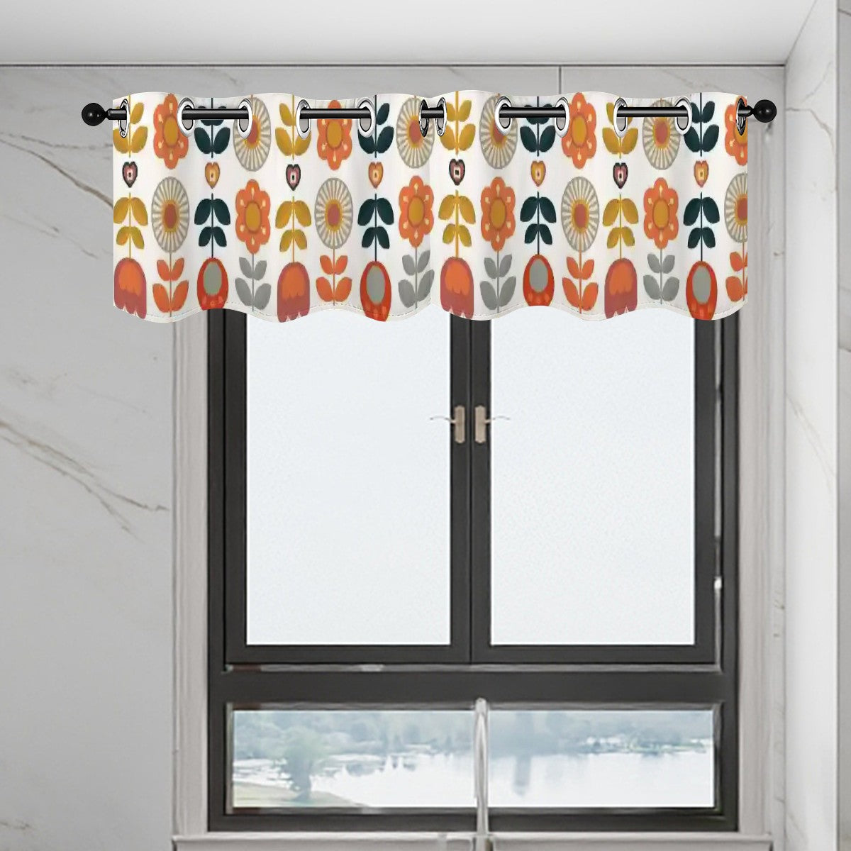 Mid Mod Scandinavian Designed Floral Curtain Valances - Mid Century Modern Gal