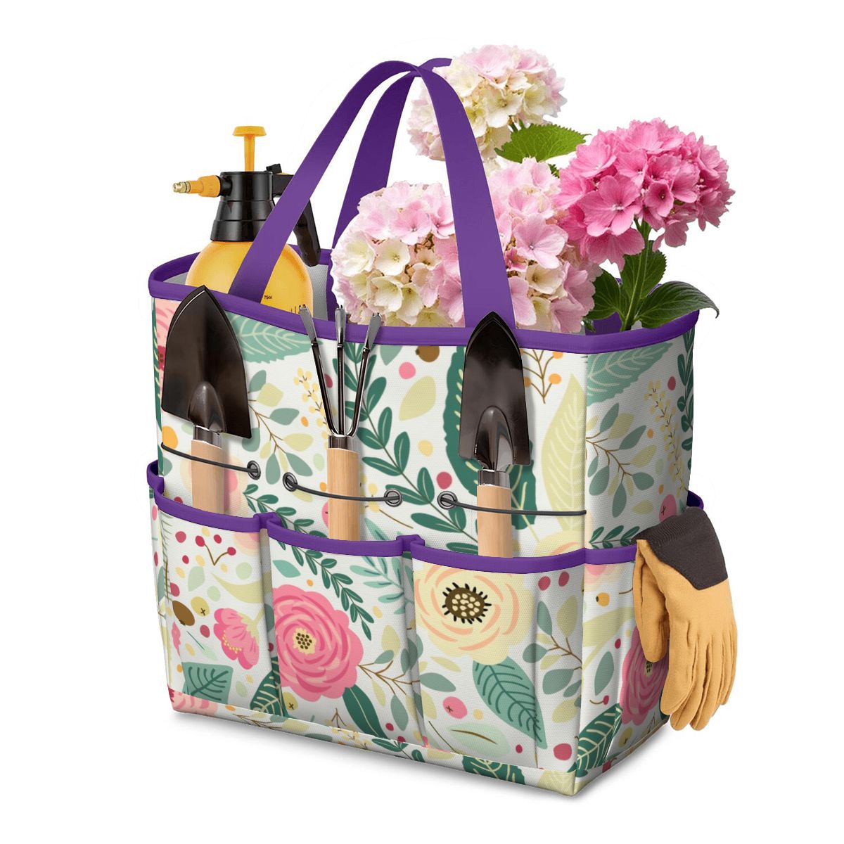 Floral Pink Mid Century Modern Garden Tool Bag - Mid Century Modern Gal