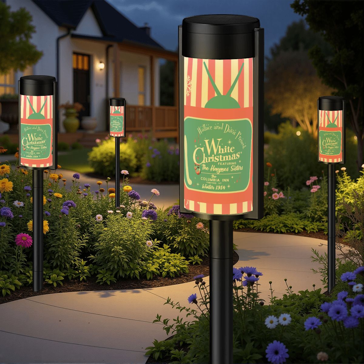 Wallace And Davis Presents A Kitschy Mod Festive MCM Christmas Garden Outdoor Solar Lights - Mid Century Modern Gal