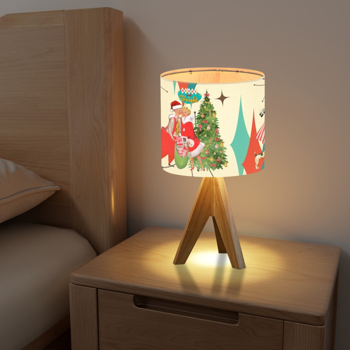 Holiday Kitsch Mid Mod Christmas Table Tripod Lamp - Mid Century Modern Gal