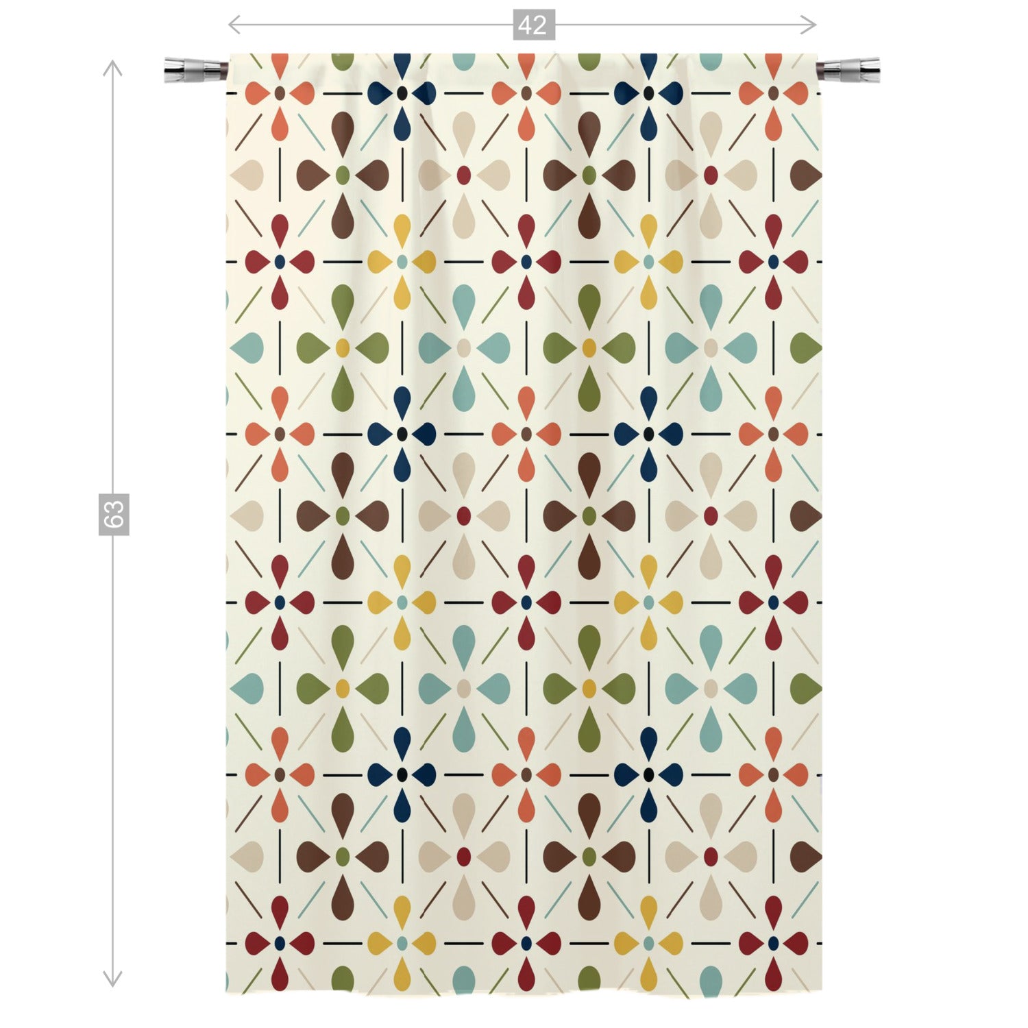 Mid Mod Scandinavian Flower Retro Curtain, Single Panel - Mid Century Modern Gal