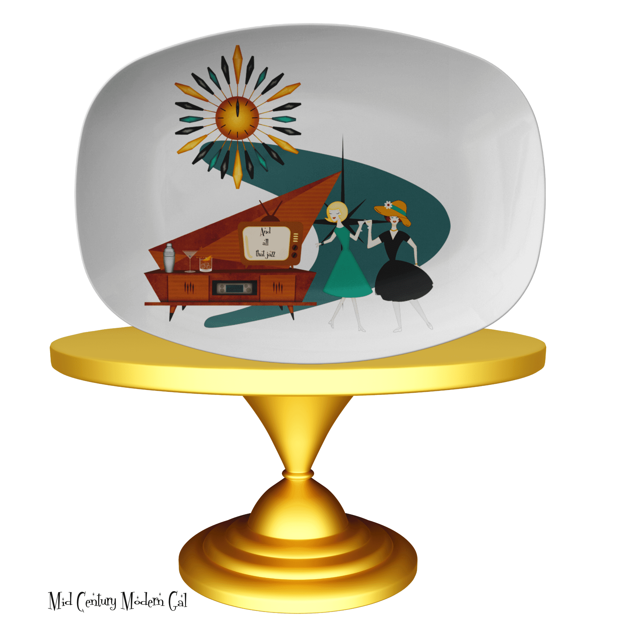 50s Mid Century Modern Party Platter, Jazzy Snazzy Lesbian Couple Gift, Bestie Gift Kitchenware default