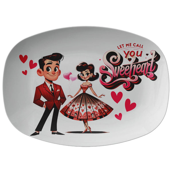 Kitschy 50's Valentine Mid Century Modern Party Platter, Let Me Call You Sweetheart