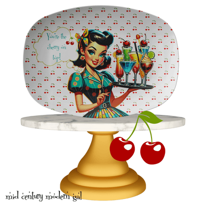 Kitschy Love, Friendship Mid Century Modern Cocktail, Party Platter, Adorned in 50s Theme Cherries Kitchenware default