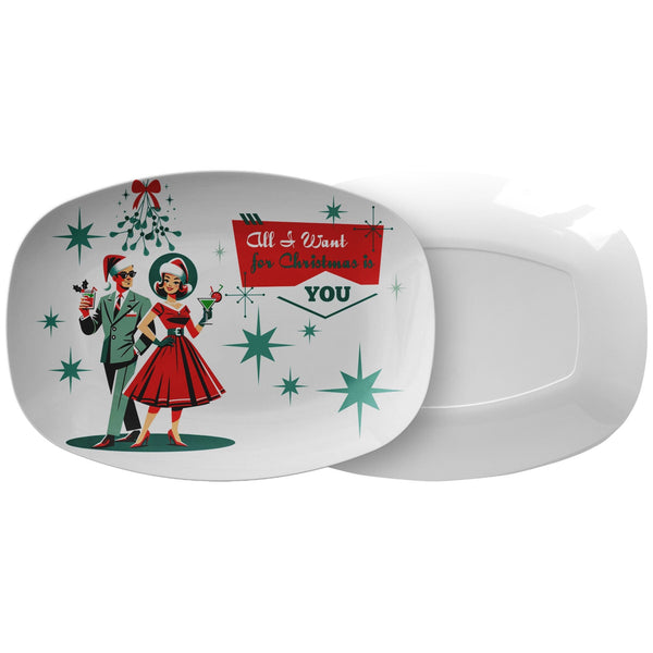 Mid Century Modern Christmas Kitschy 1950's Swanky Couple, Cocktail Party Platter