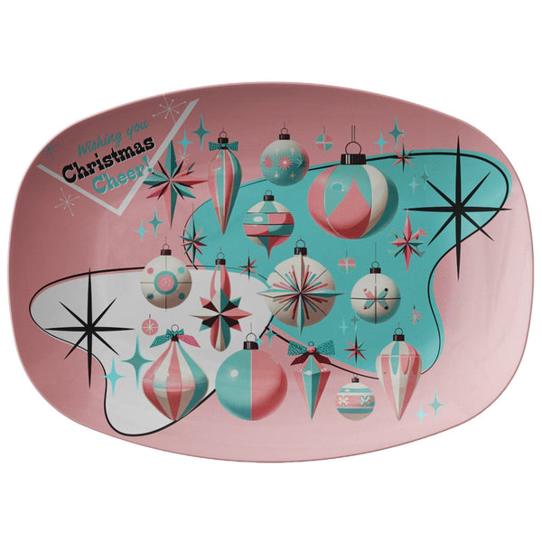 Mid Century Modern Party Platter, Atomic Boomerang, Shiny Brite Kitschy 50's Ornament MCM Dinnerware