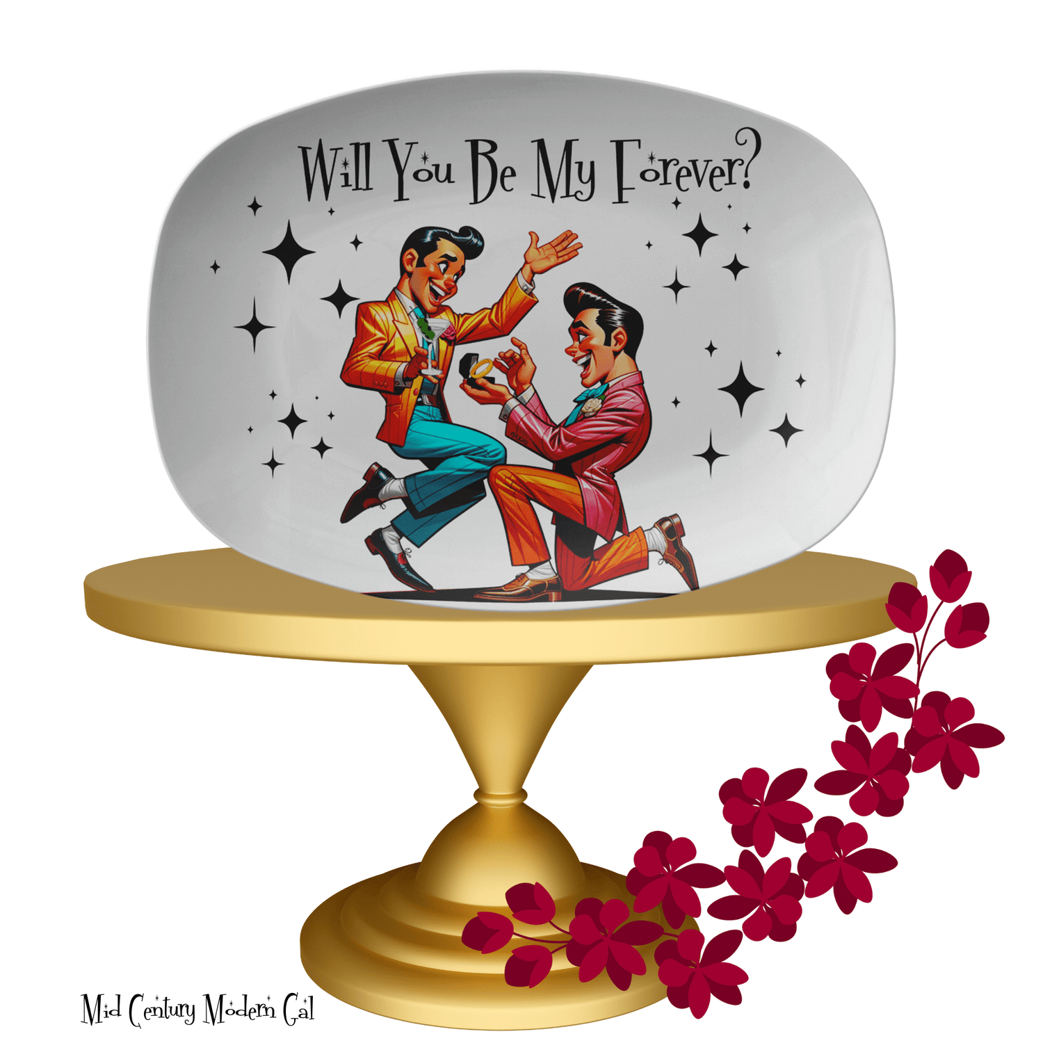 Mid Century Modern Party Platter, Proposal Gay Man Retro Style Fun Kitschy 50s Style Kitchenware default