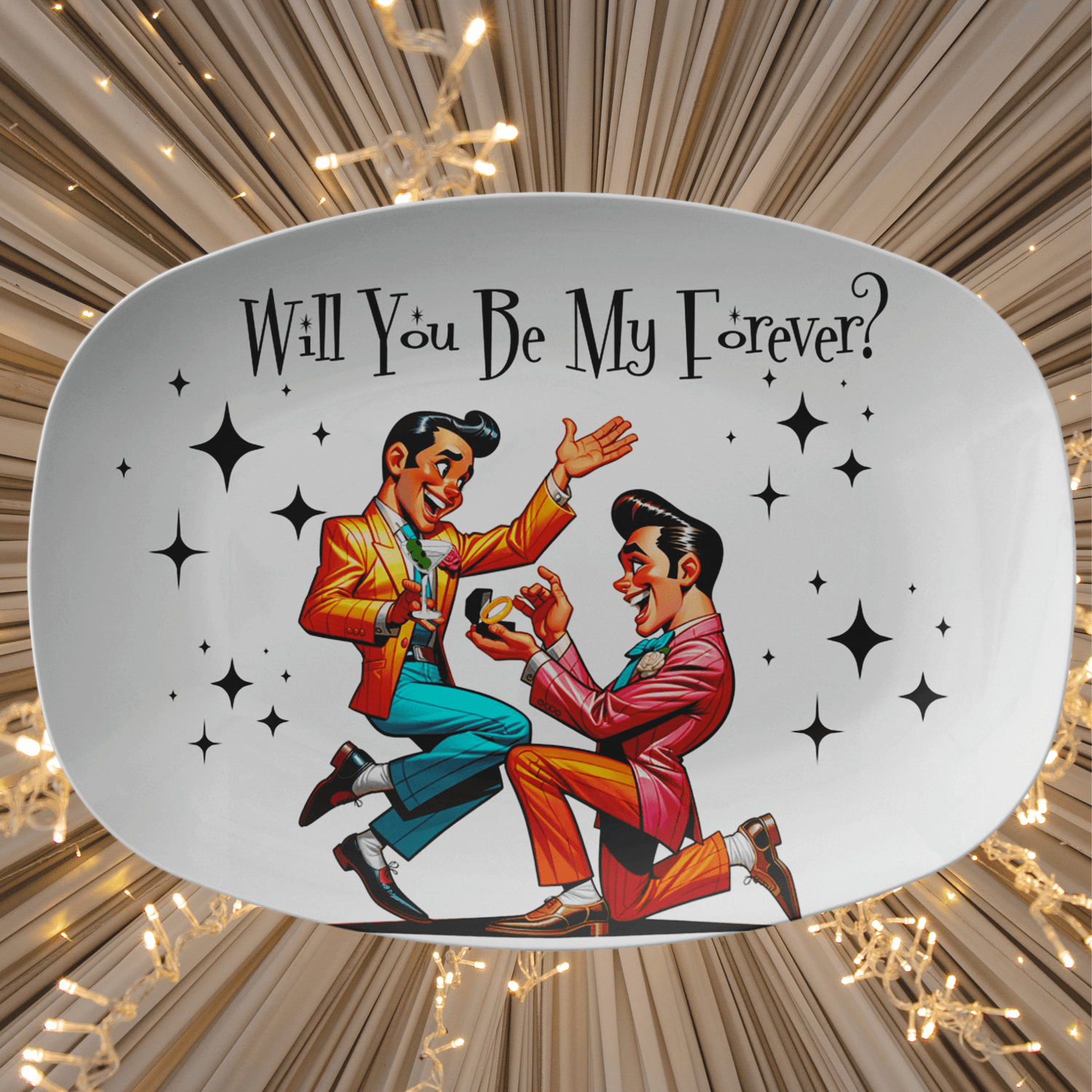 Mid Century Modern Party Platter, Proposal Gay Man Retro Style Fun Kitschy 50s Style Kitchenware default