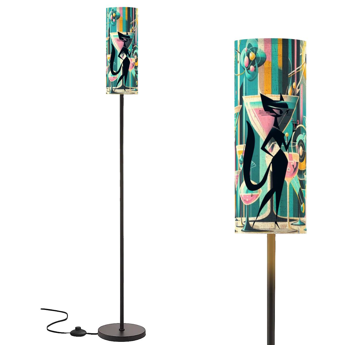 Atomic Cat Martini Mid Century Modern Barware Sexy Atomic Cat MCM Floor Lamp - Mid Century Modern Gal