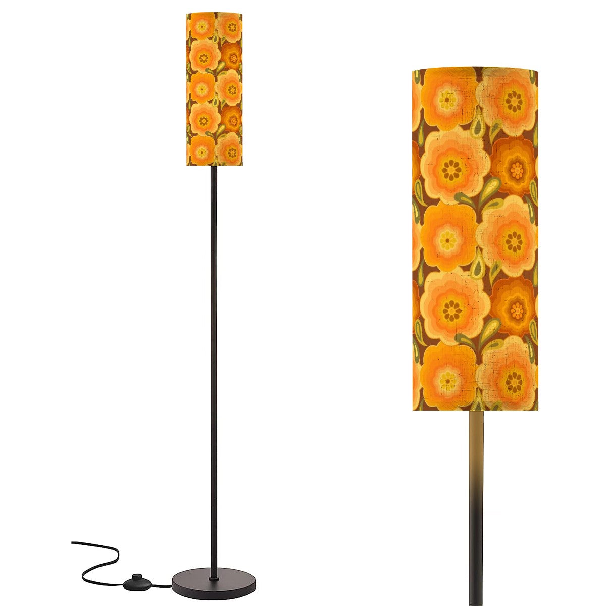 Retro Flower Marigold Orange Mid Century Modern Floor Lamp Modern Standing Lamp - Mid Century Modern Gal