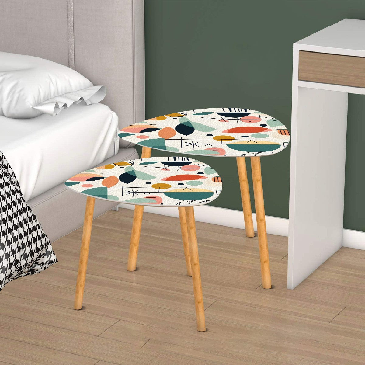 Mid Mod Geometric Scandi Designed Modern Danish Nesting Tables - Mid Century Modern Gal