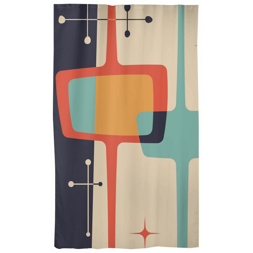 Mid Mod MCM, Atomic, Black, Beige, Teal, Geometric, Abstract Mid Century Modern Curtains Double Panel / Blackout