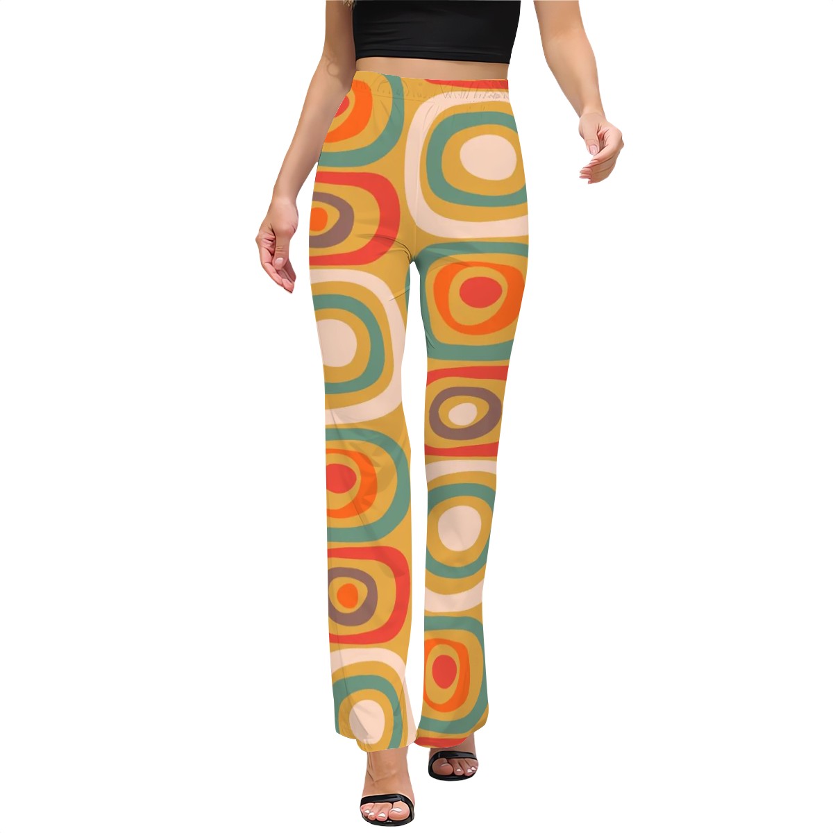 Retro Style Mid Mod Geometric Groovy Designed Flared Pants - Mid Century Modern Gal