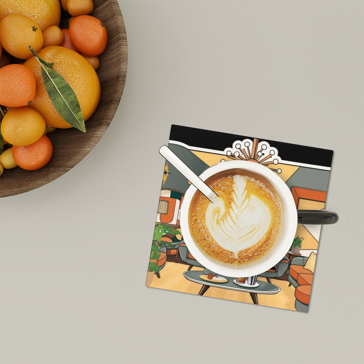 Mid Mod Dude Cool Atomic Cat, Retro Cermaic MCM Barware Coasters - Mid Century Modern Gal