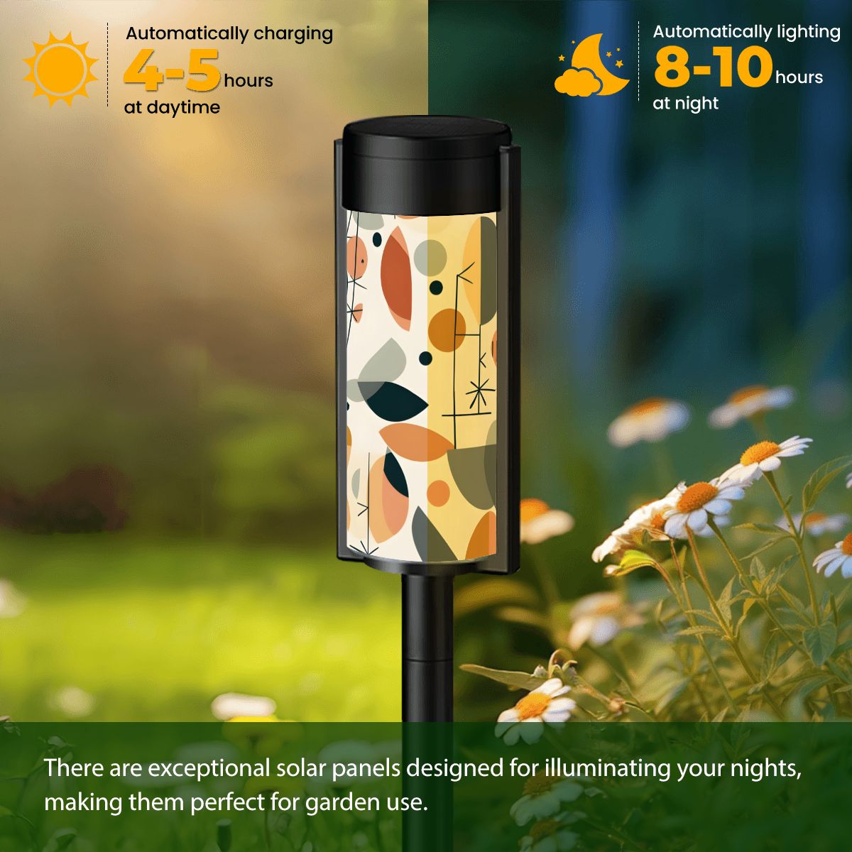 Mid Mod Retro Scandinavian Geometric MCM Outdoor Garden Solar Lights - Mid Century Modern Gal
