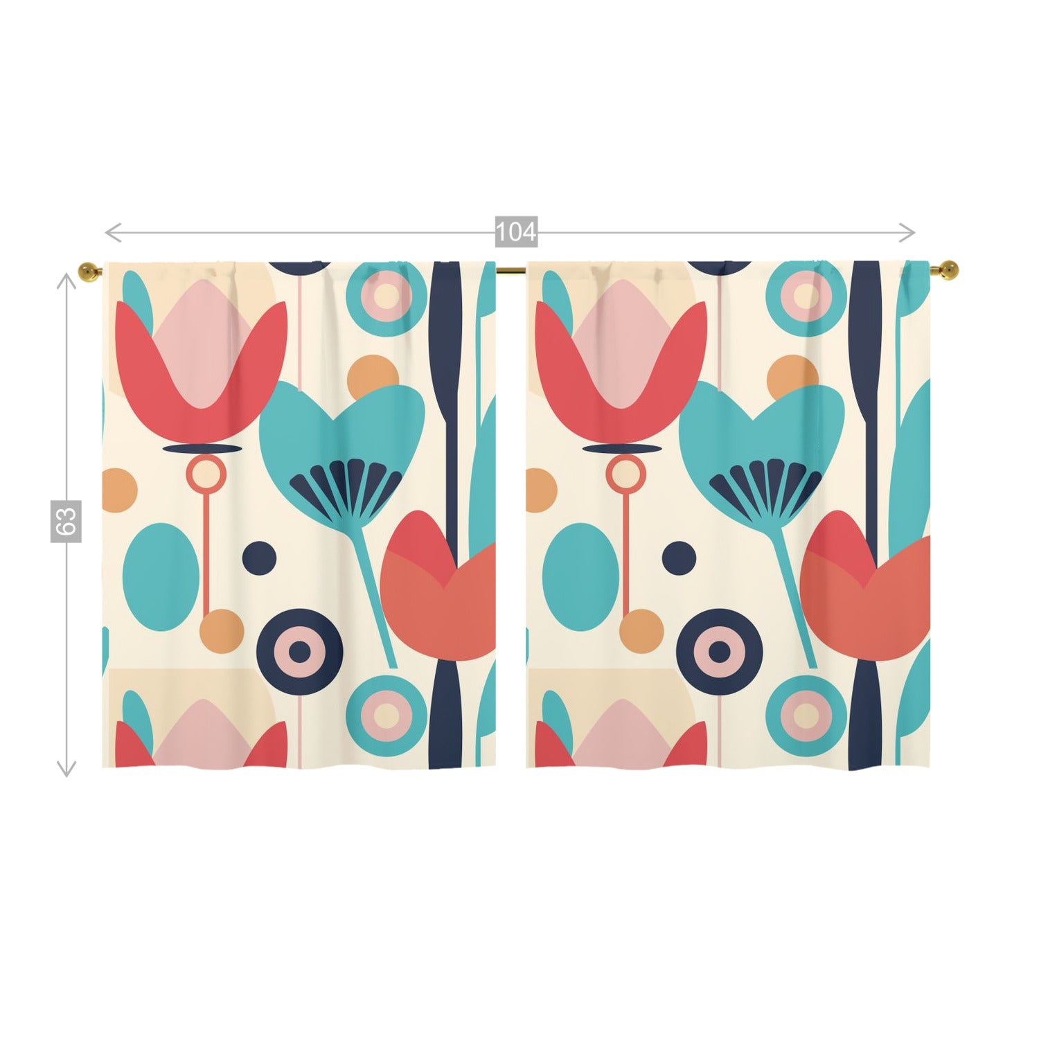 Retro Scandinavian Floral Mid Mod Window Curtains (two panels) - Mid Century Modern Gal