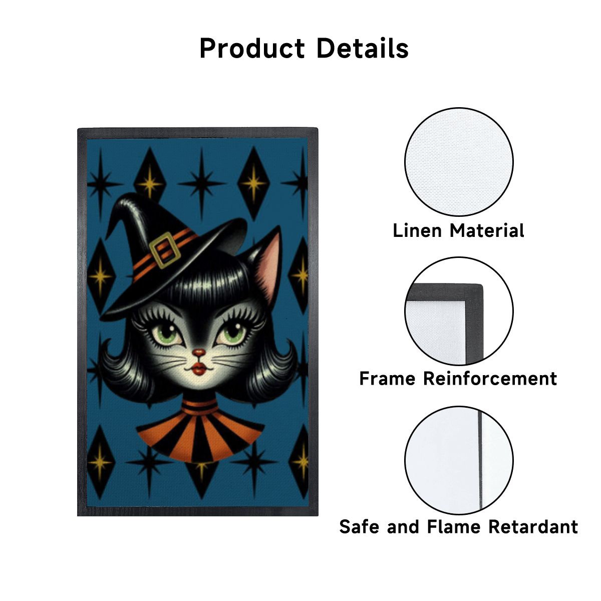 Vintage Halloween Black Cat Sexy Sexton Mid Century Modern Blue Lampshade for Floor Lamp with Shelves - Lampshade Only - Mid Century Modern Gal
