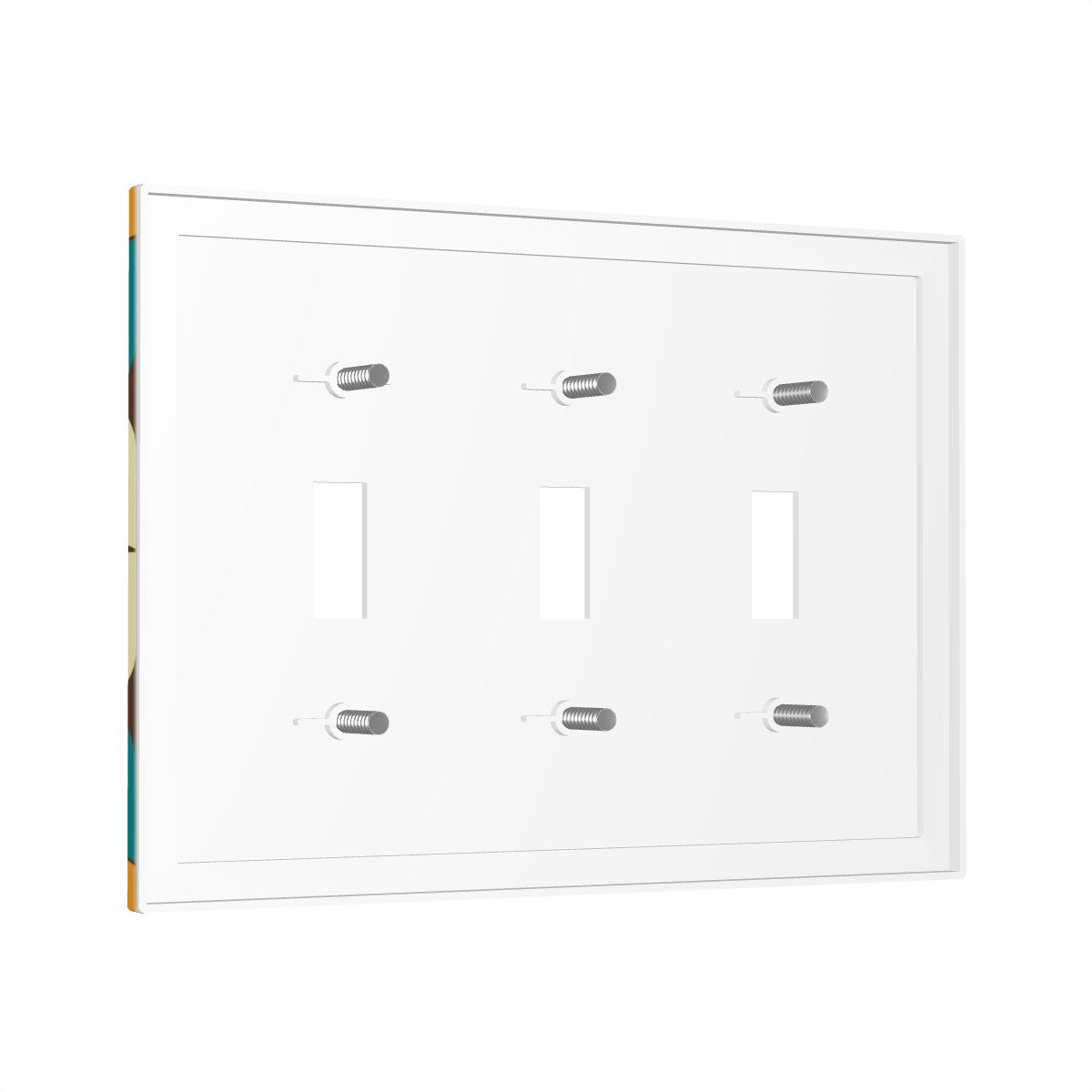 Mid Century Modern Switch Cover 3-Gang 3 Toggle, Geometric Orange Teal Mid Mod Design - Mid Century Modern Gal