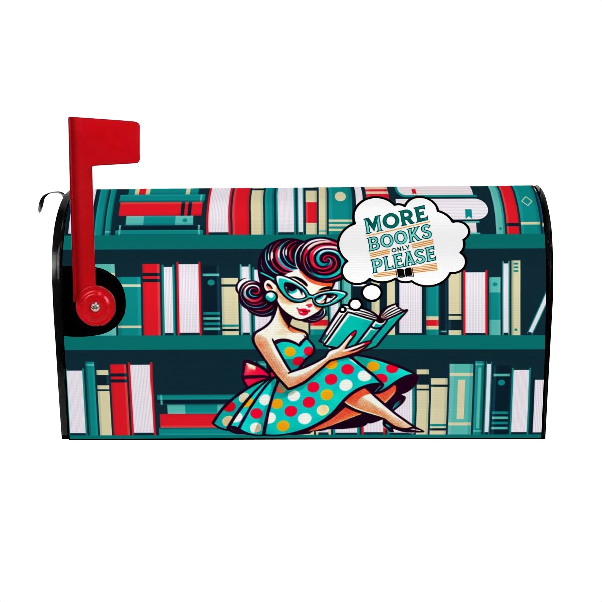 Just A Gal Who Loves Books Mailbox Cover Kitschy Retro Books Only Please Delivery - Mid Century Modern Gal