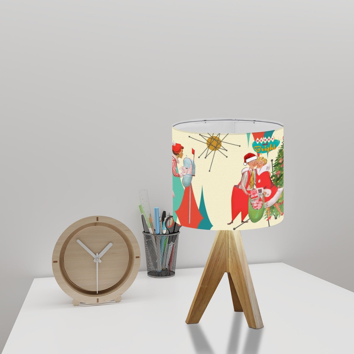 Holiday Kitsch Mid Mod Christmas Table Tripod Lamp - Mid Century Modern Gal