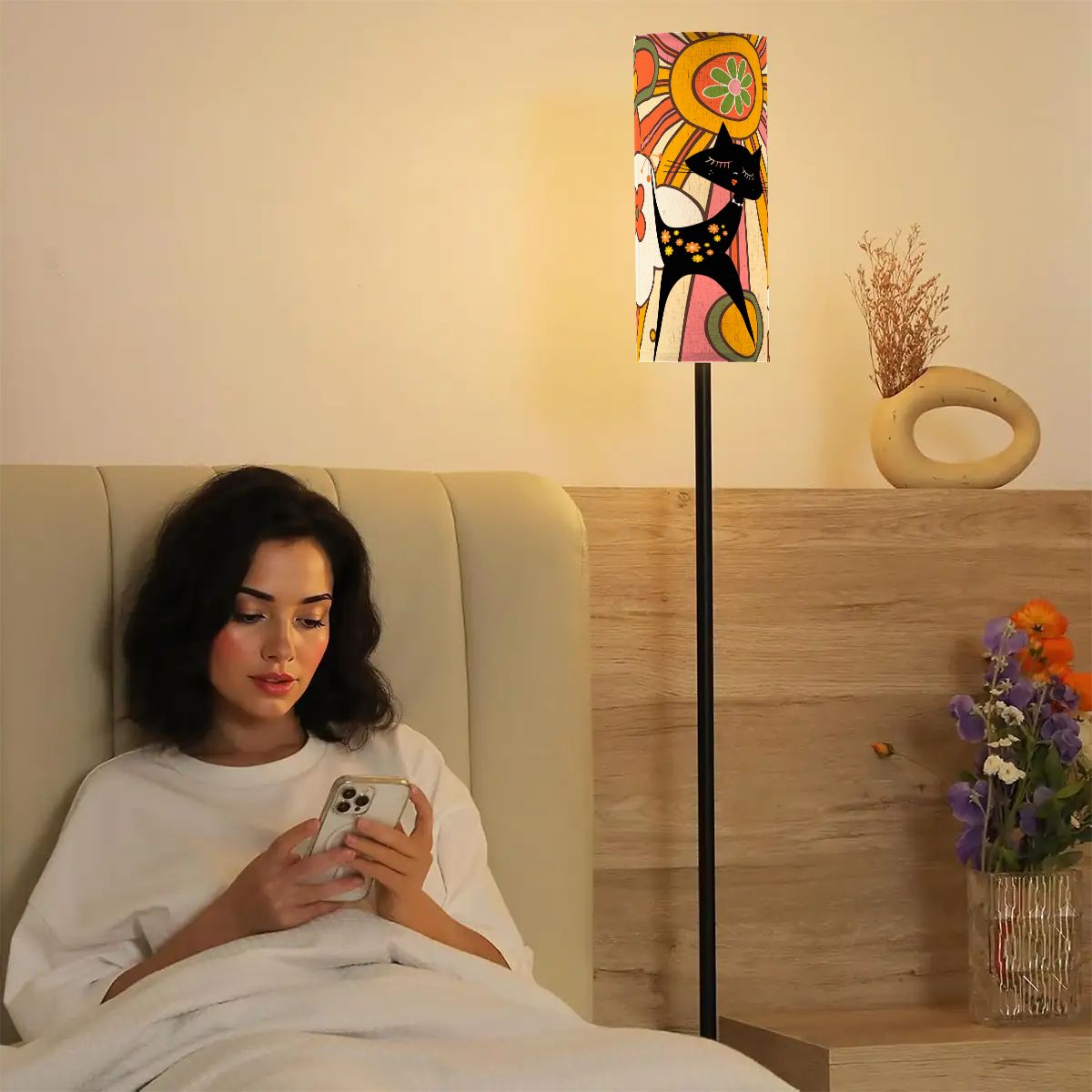 Retro 70s Groovy Mid Mod Floor Lamp, Mod Atomic Cat, MCM Slim Floor Lamp - Mid Century Modern Gal