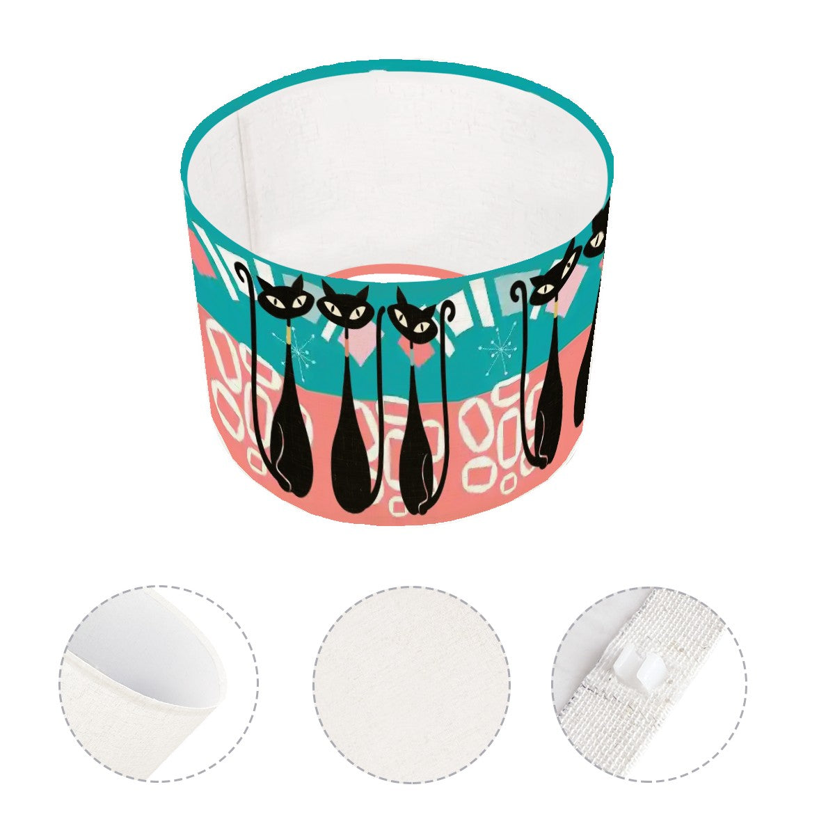 Atomic Cats Mid Century Modern Coral, Teal Kitschy Fun Lamp Shade ONLY - Mid Century Modern Gal