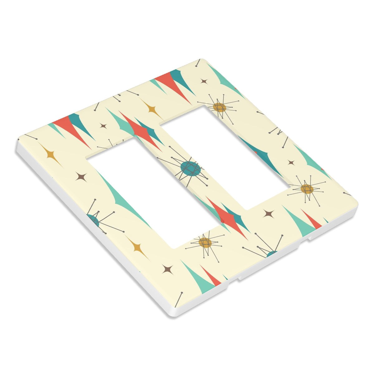 Franciscan Starburst Mid Century Modern Switch Cover 2-Gang 2 Decorator Screwless - Mid Century Modern Gal