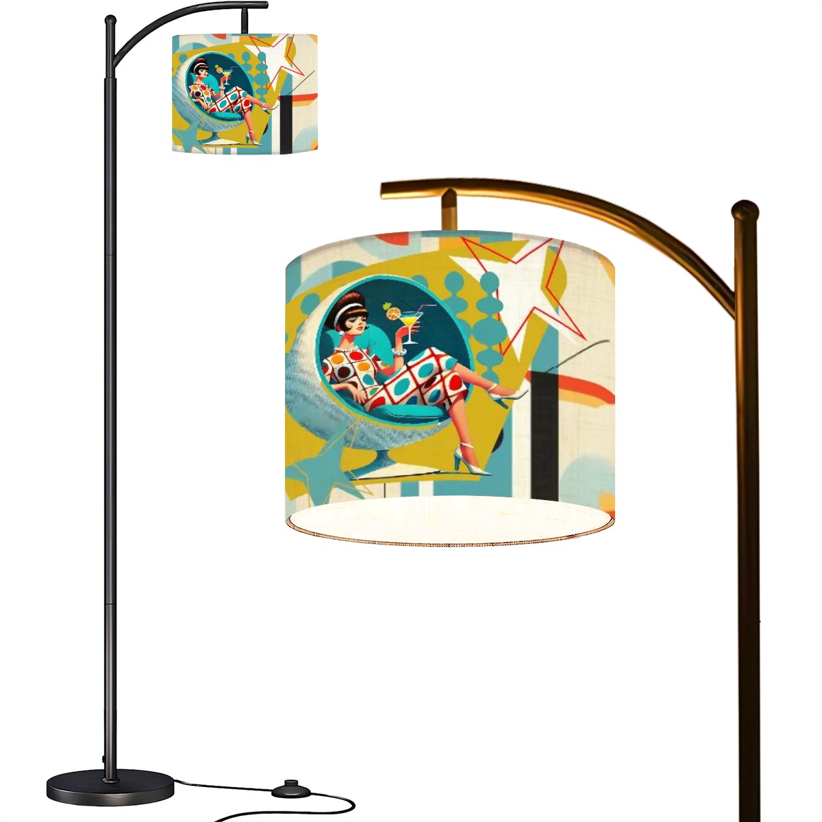 Bauhaus Designed Floor Lamp, Mid Mod 60s Gal, Kitschy MCM Lighting - Mid Century Modern Gal