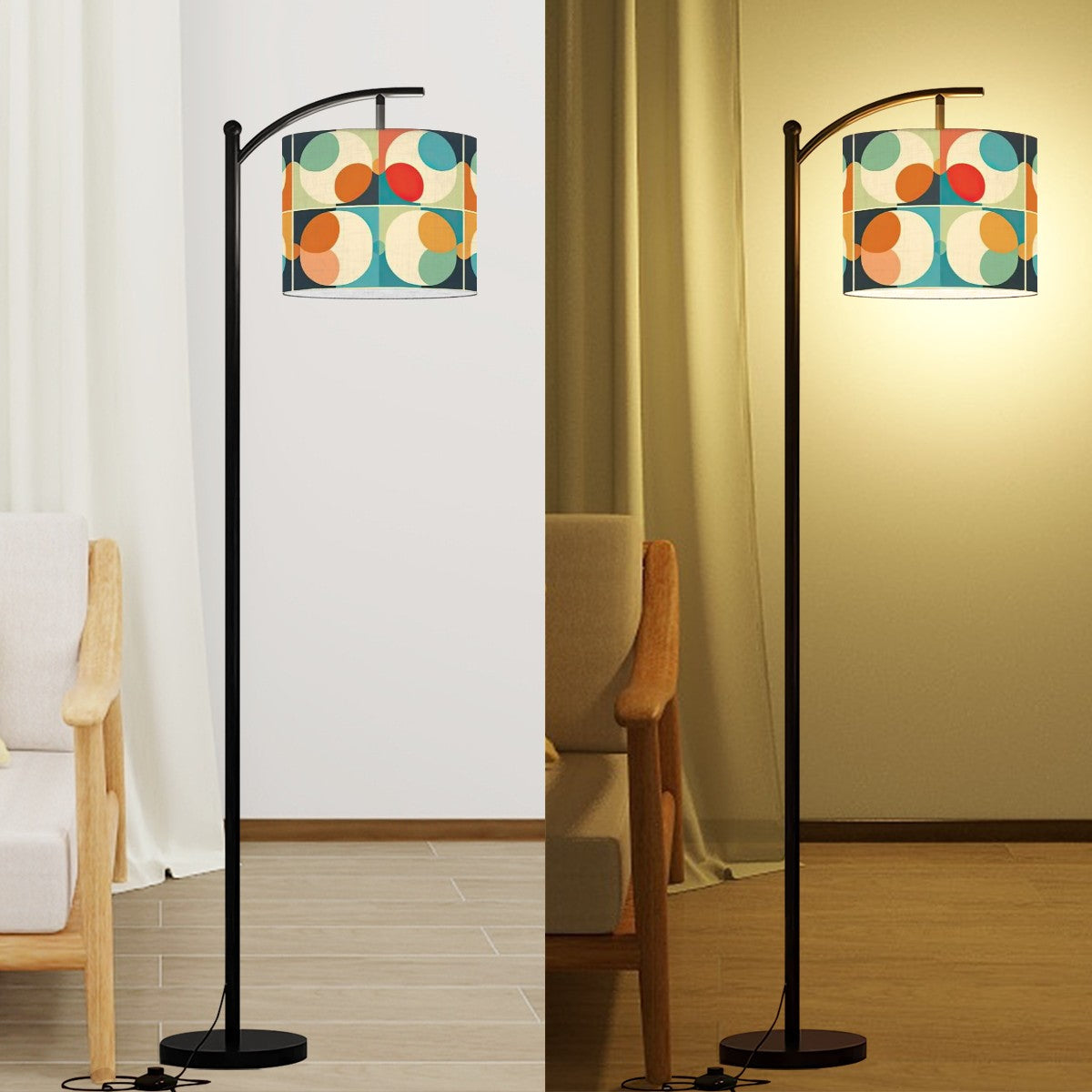 Mid Century Modern Geometric Space Orbs Funky Fun Arc Floor Lamp - Mid Century Modern Gal