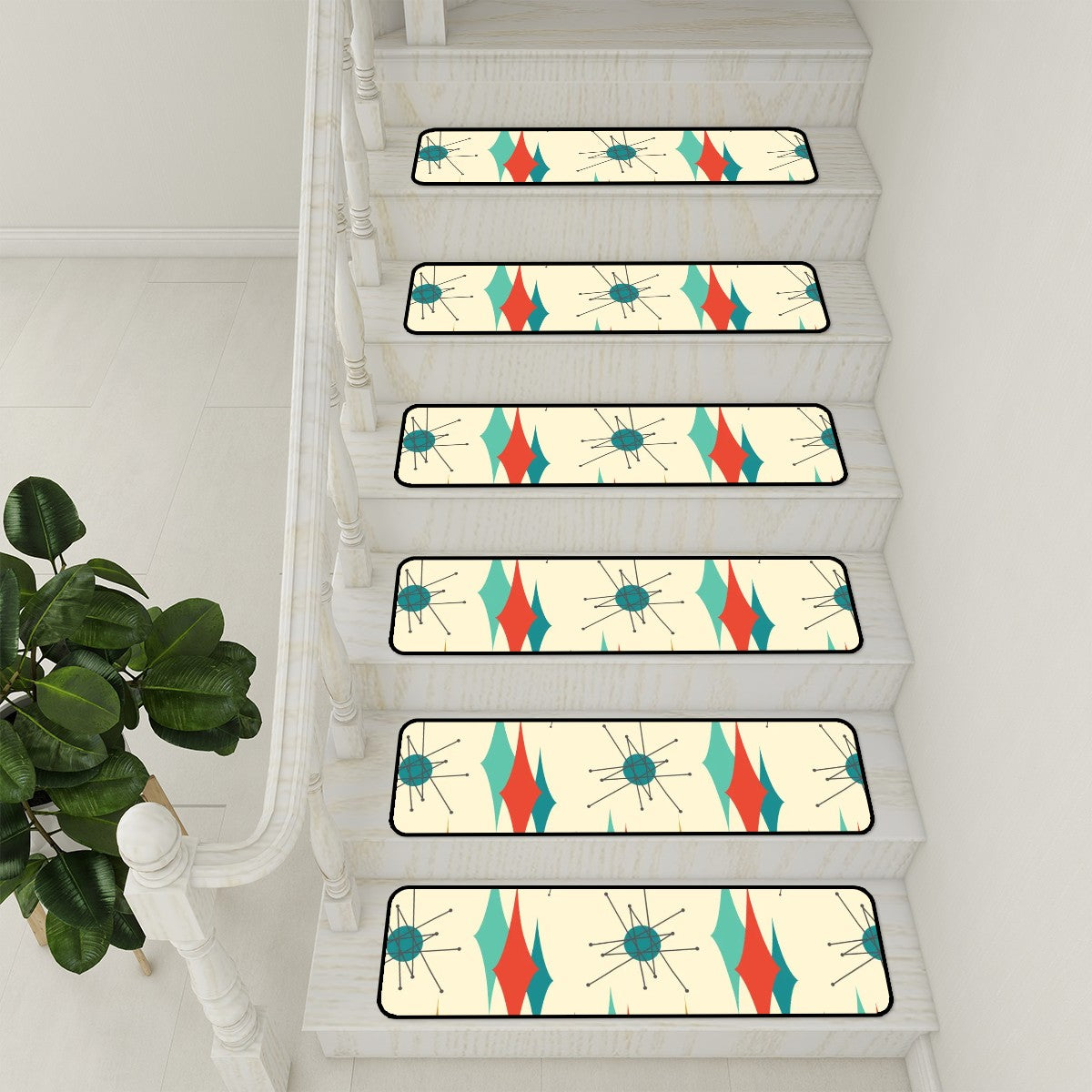Mid Century Modern Franciscan Starburst MCM Non Slip Carpet for Stairs Treads - Mid Century Modern Gal
