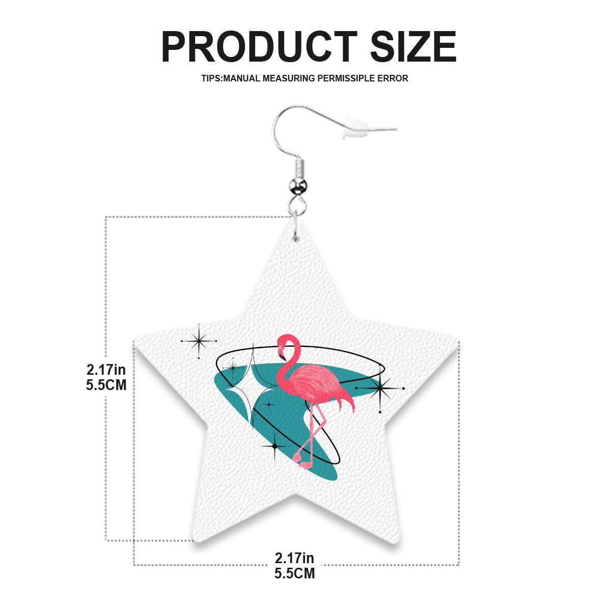 Kitschy Mid Mod Flamingo White Vegan Leather Star Earrings - Mid Century Modern Gal