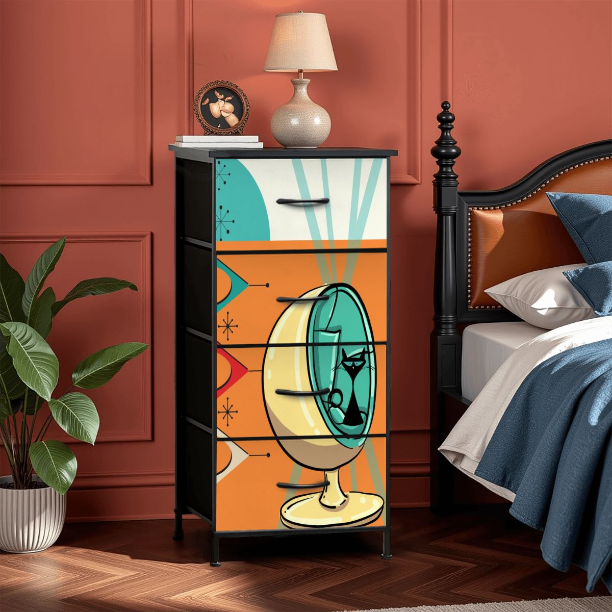 Atomic Cat Mid Century Modern Egg Chair Furniture 4-Drawer Dresser - Mid Century Modern Gal