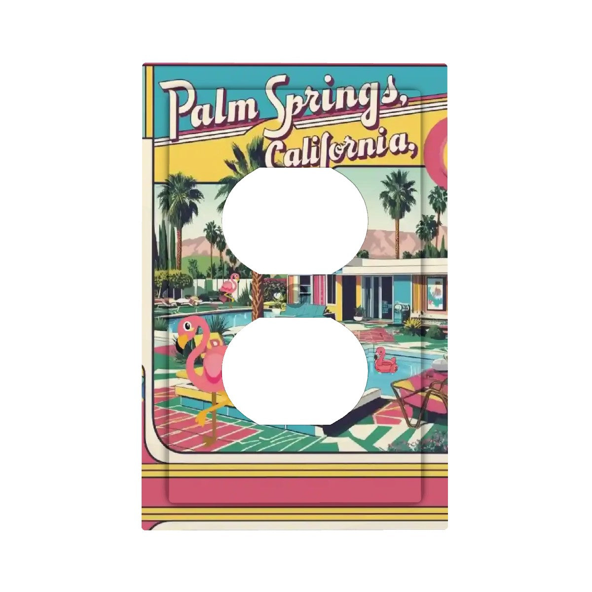 Kitschy Mid Mod Palm Spring California Modern Switch Cover 1-Gang 1 Duplex - Mid Century Modern Gal