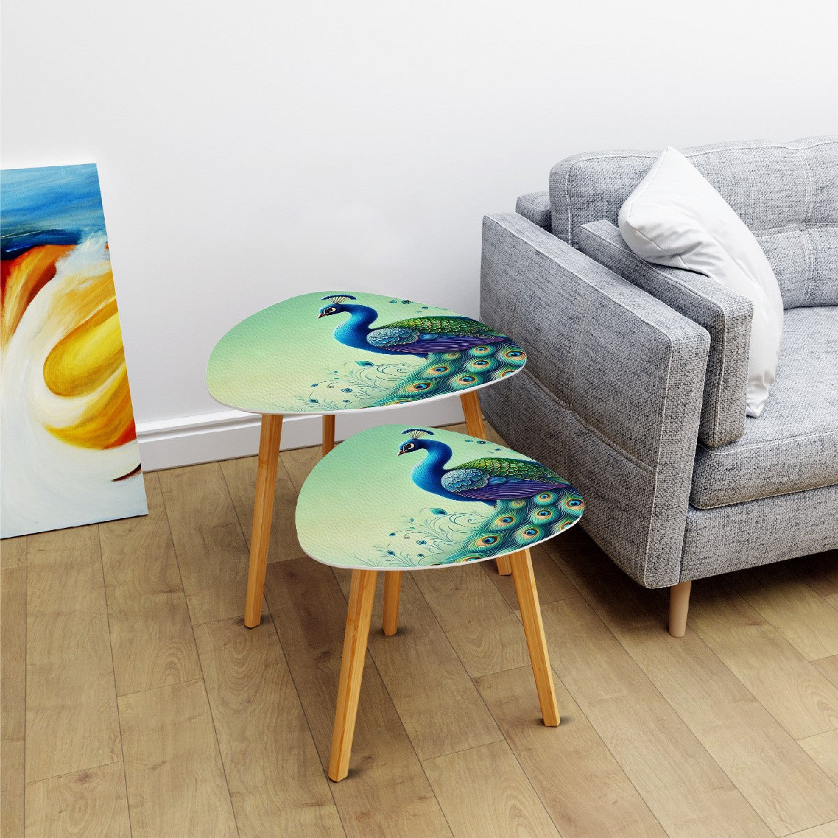 Peacock Designed, Blue, Green Mod Mid Century Modern Nesting Tables - Mid Century Modern Gal