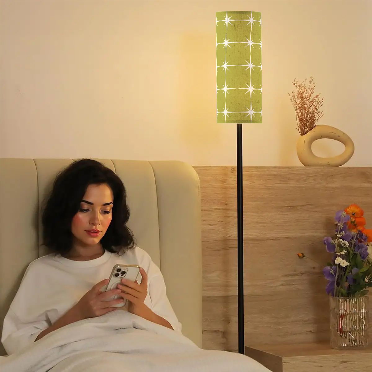 Mid Century Modern Green Atomic Starburst Retro Slim Floor Torchiere Lamp - Mid Century Modern Gal