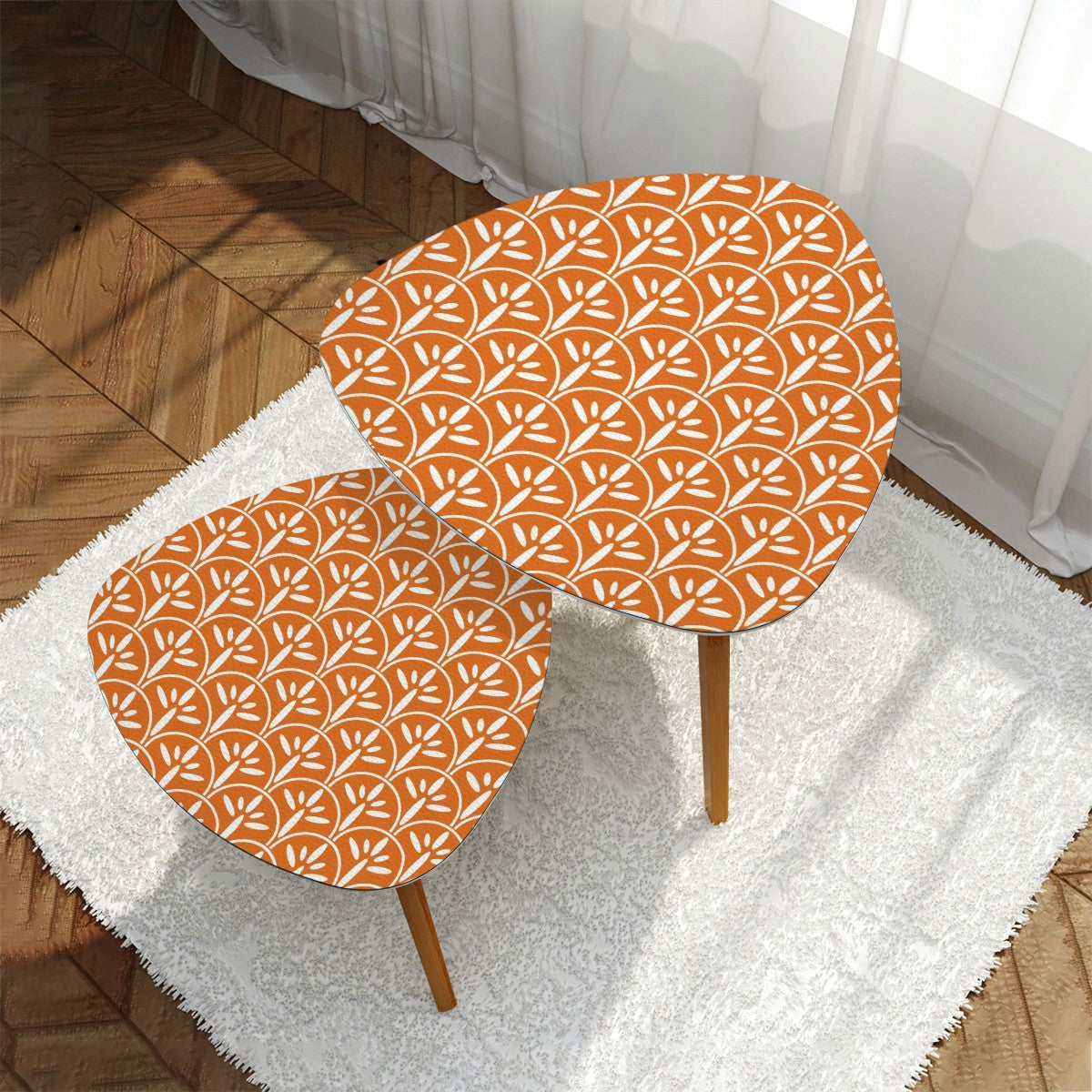 Mid Century Modern Nesting Tables Orange And White | Stylish Art Deco MCM End Tables - Mid Century Modern Gal