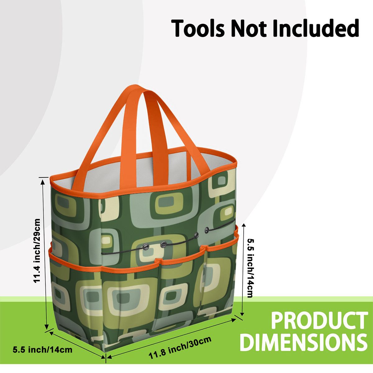 Mid Century Modern, Geometric, Groovy Green, Beige, Abstract, 60s 70s Retro, Mid Mod, MCM Garden Tool Bag