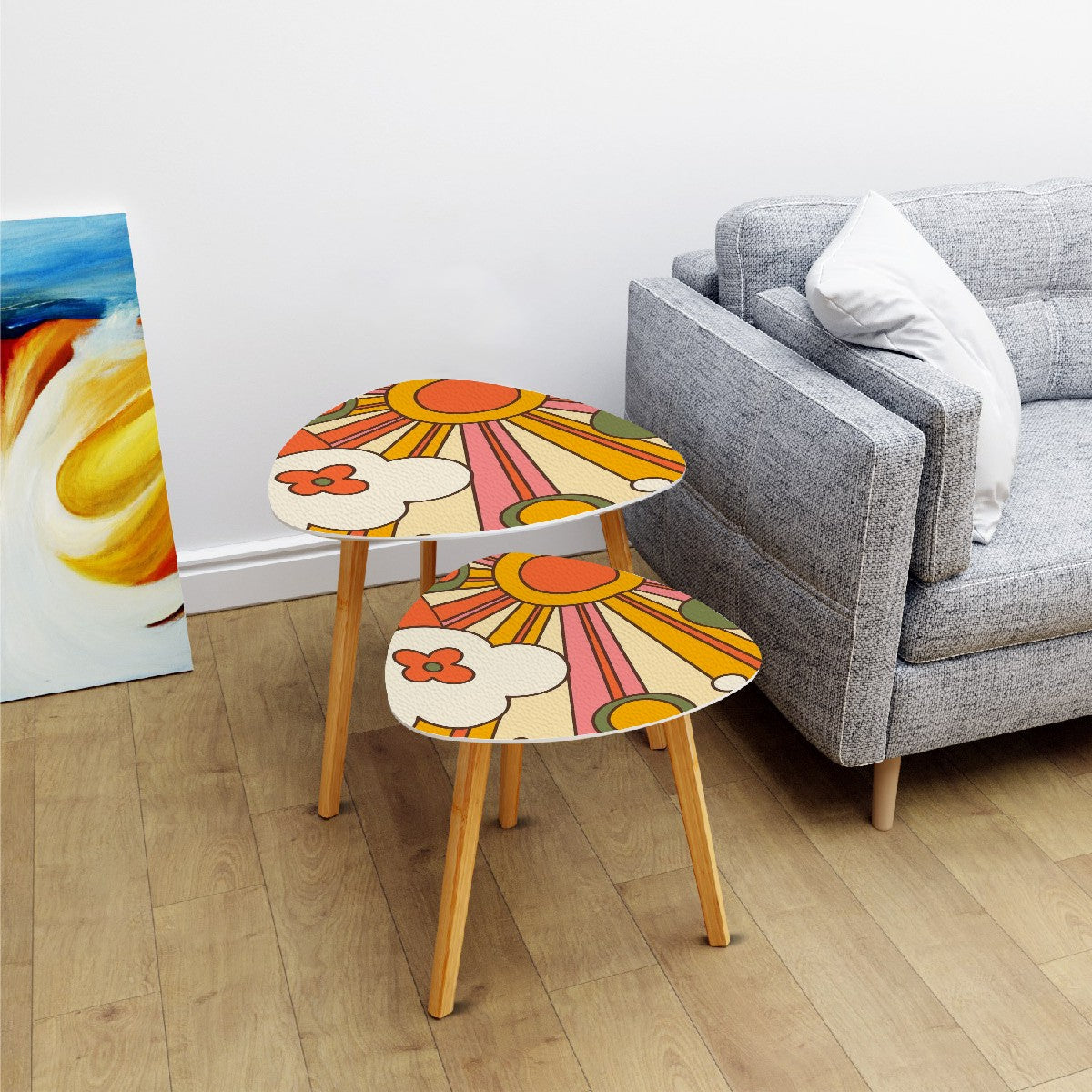 1970s Groovy Sun Retro Mod Set Of Two Nesting Tables - Mid Century Modern Gal