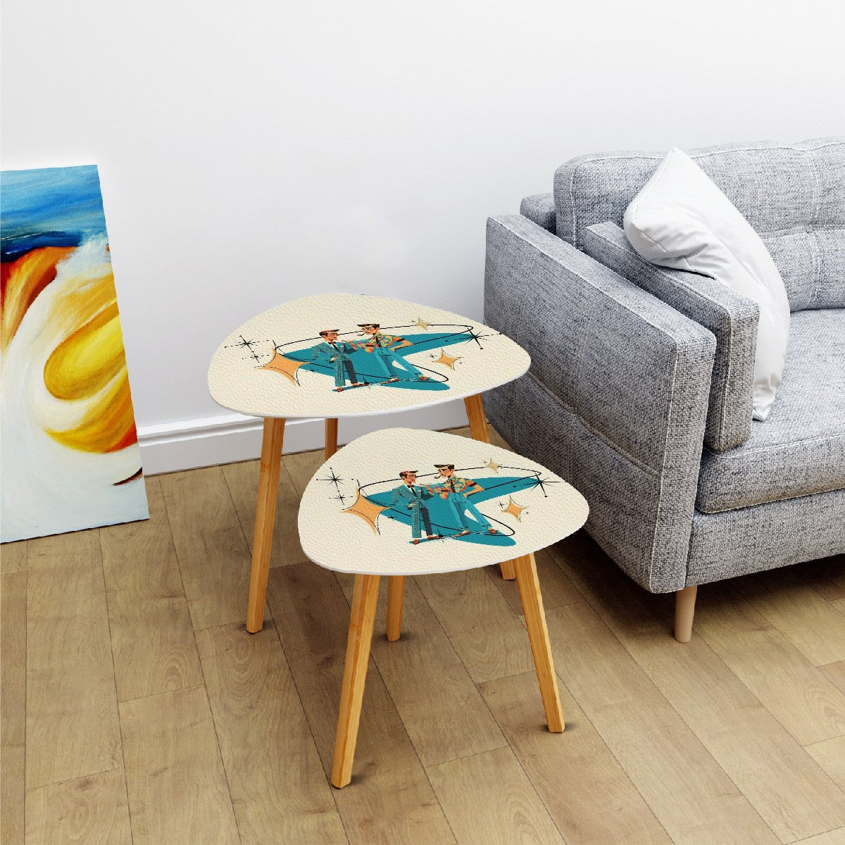 Mid Mod Dapper Dudes, Cigar Smoking Kitschy Cocktail Tables - Mid Century Modern Gal