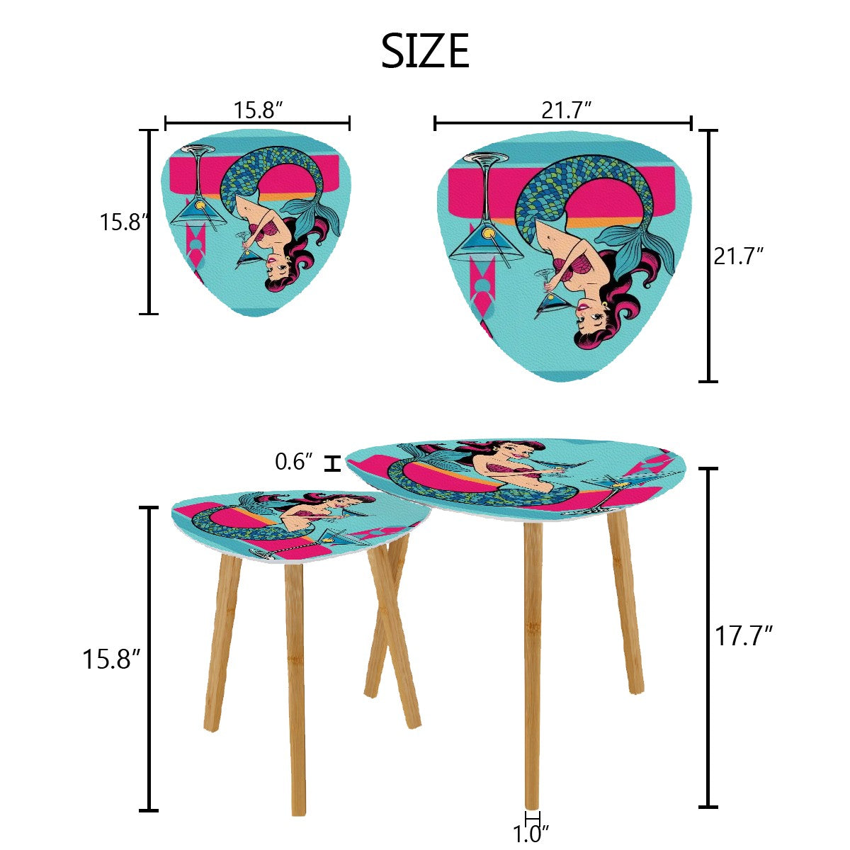 Kitschy Mermaid Tables, Mid Century Modern Cocktail Tables, Retro Nesting Tables - Mid Century Modern Gal